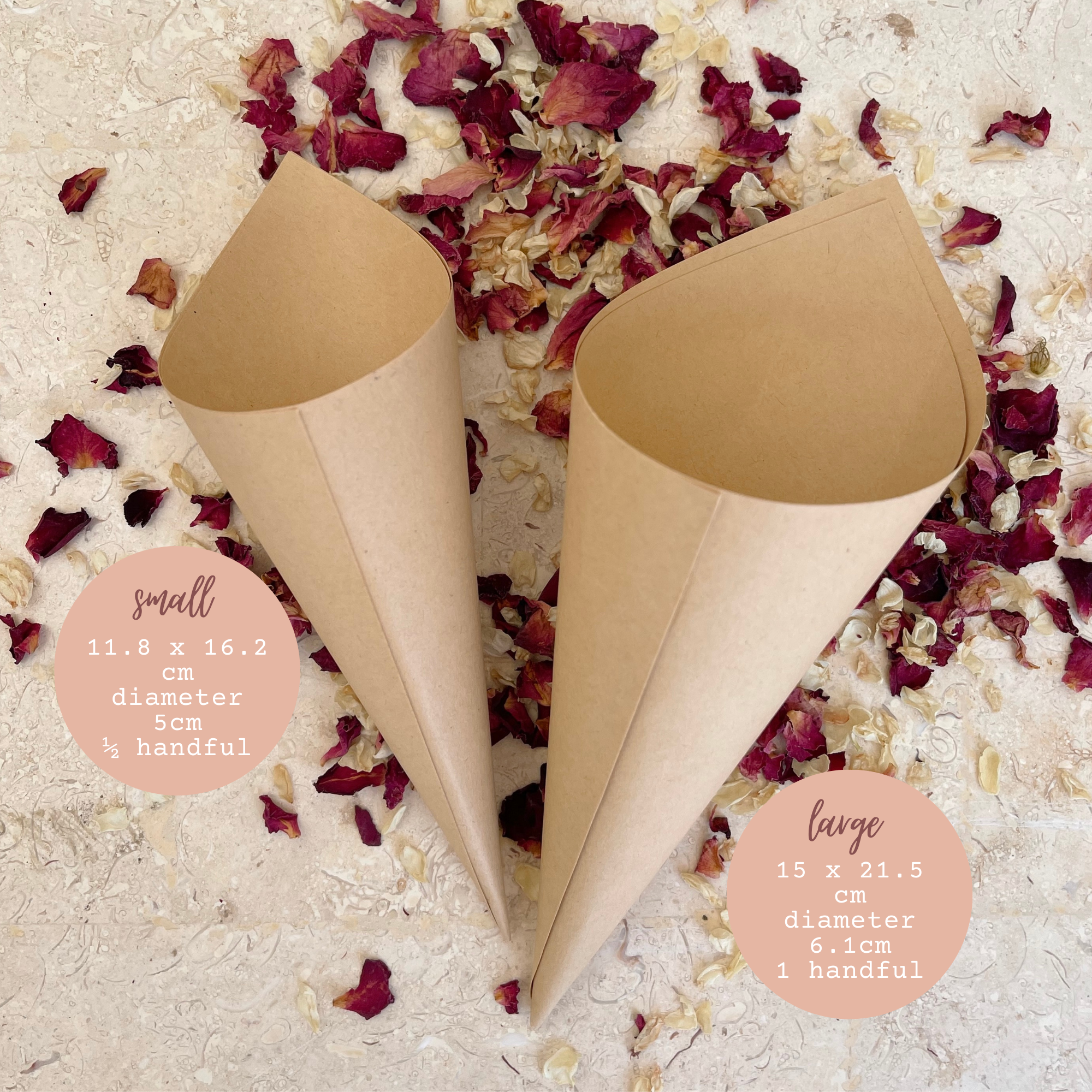Wedding Confetti Cone | White & Kraft