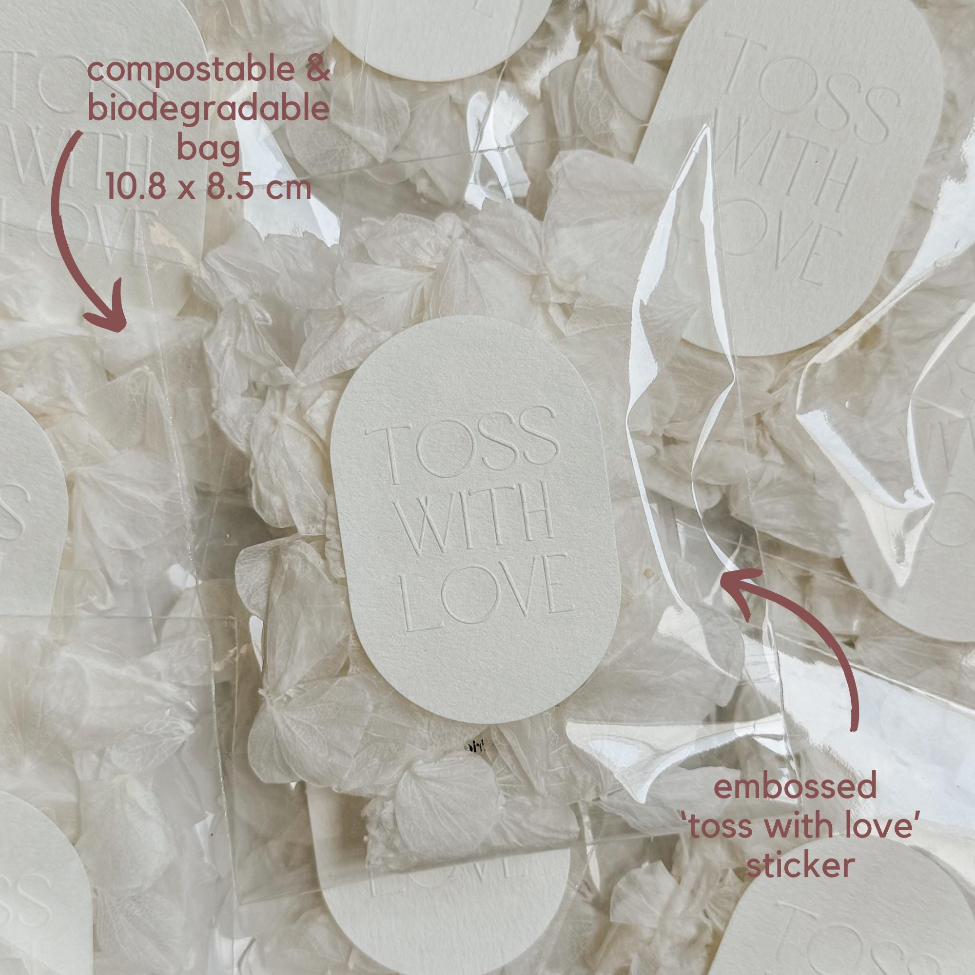 Wedding Confetti Bags | Biodegradable Confetti Packets | Flower Confetti Wedding | White Petals Confetti | Wedding Confetti Toss | Hydrangea