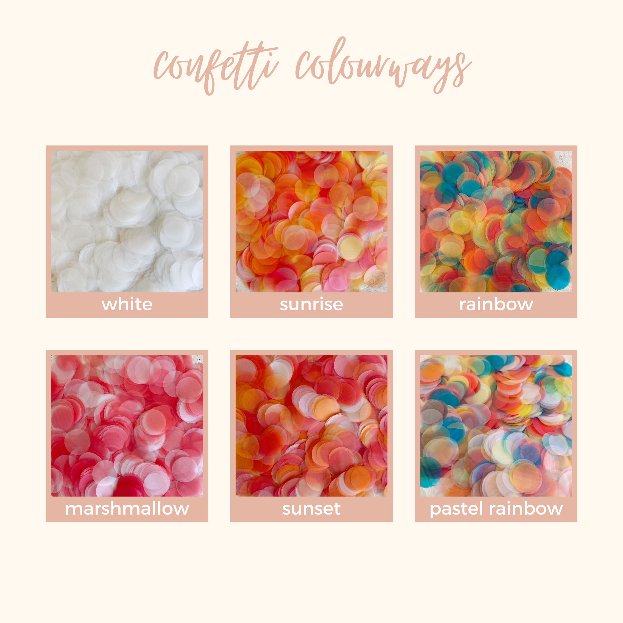 Rice Paper Confetti | Biodegradable & Water-Soluble | 6 Colours